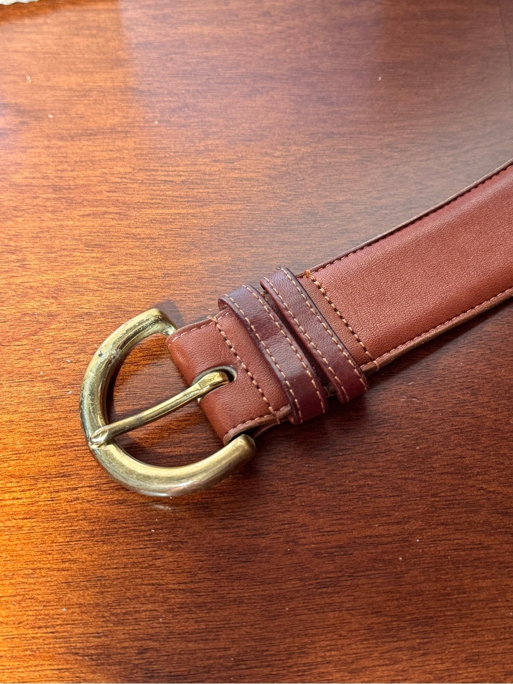 Coach Brown Leather Belt with Brass Buckle - Picture 7 of 8